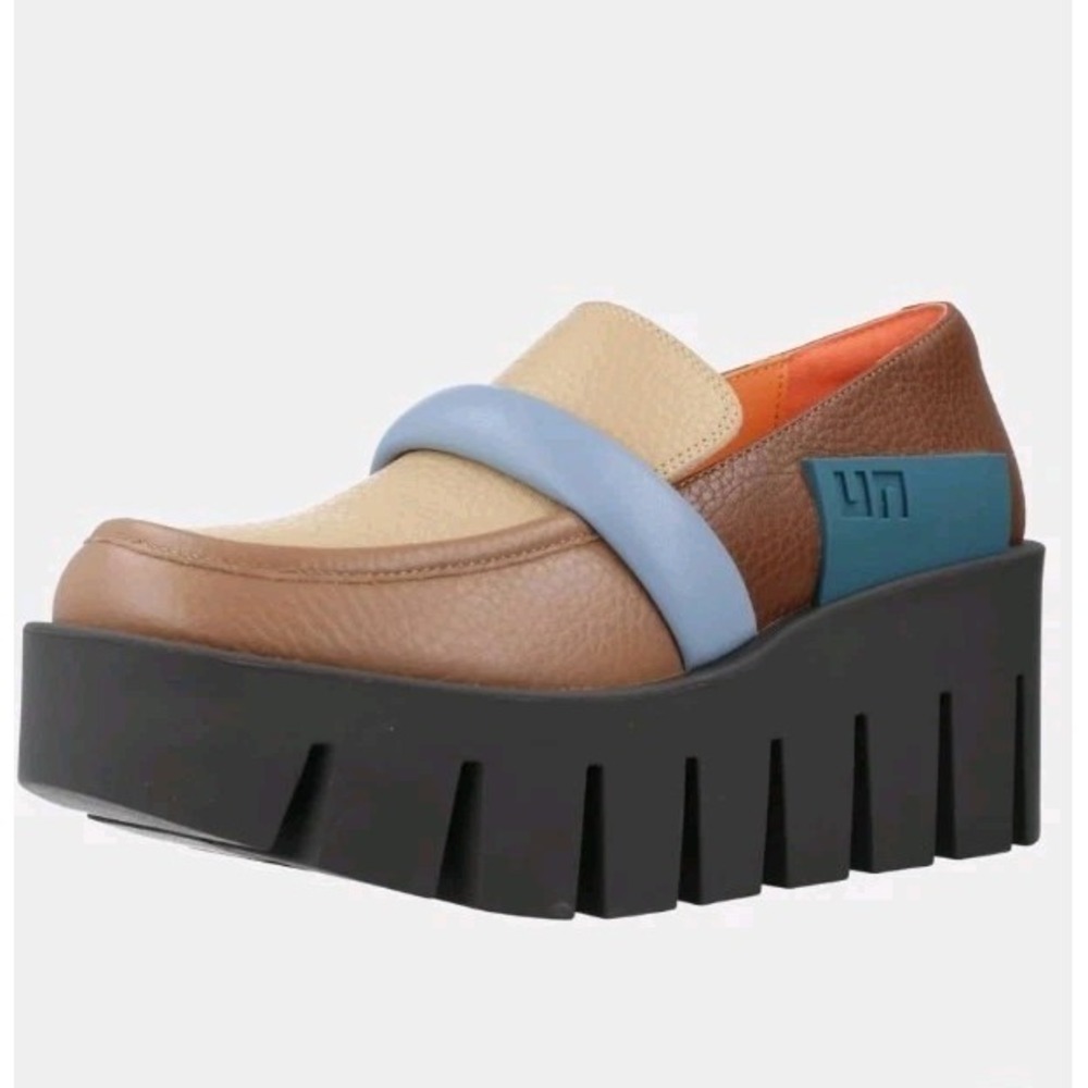 United Nude Platform Loafer in Tan, Cream, Light Blue and Teal